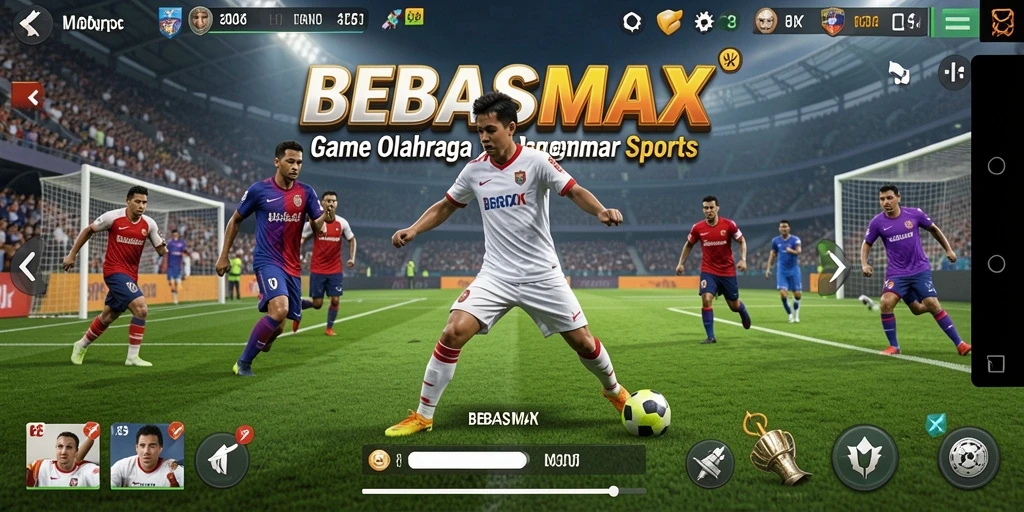 Tampilan gameplay seru di BEBASMAX penuh aksi olahraga.