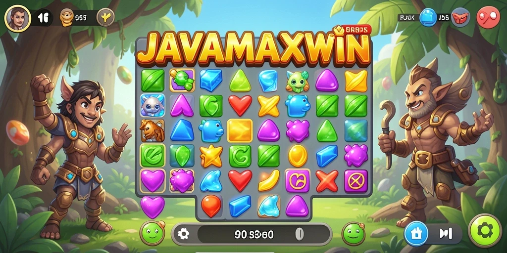 Tampilan gameplay seru dengan tantangan match-3 yang menarik.