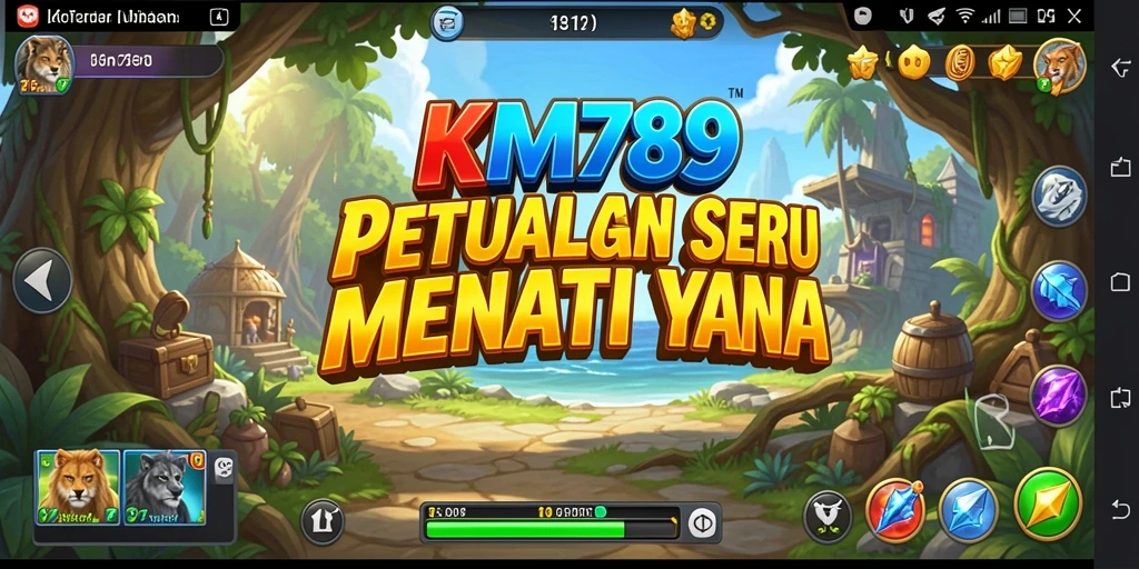 Screenshot permainan KM789 yang menampilkan aksi seru dan karakter petualang.
