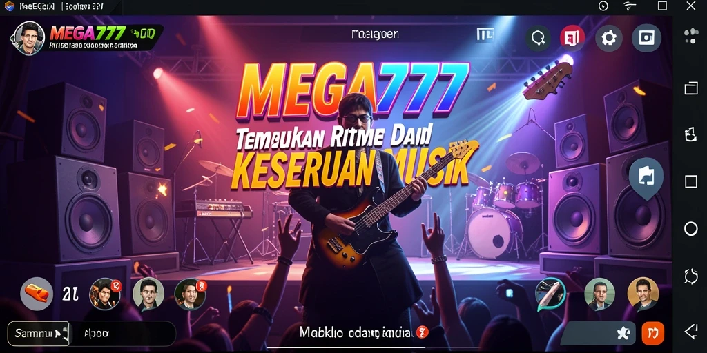Tampilan gameplay MEGA777 dengan lagu dan tantangan musik.