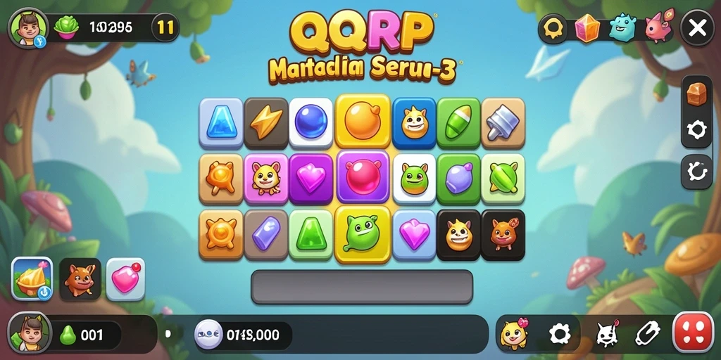 Tampilan gameplay QQRP dengan warna-warni penuh tantangan Match-3.